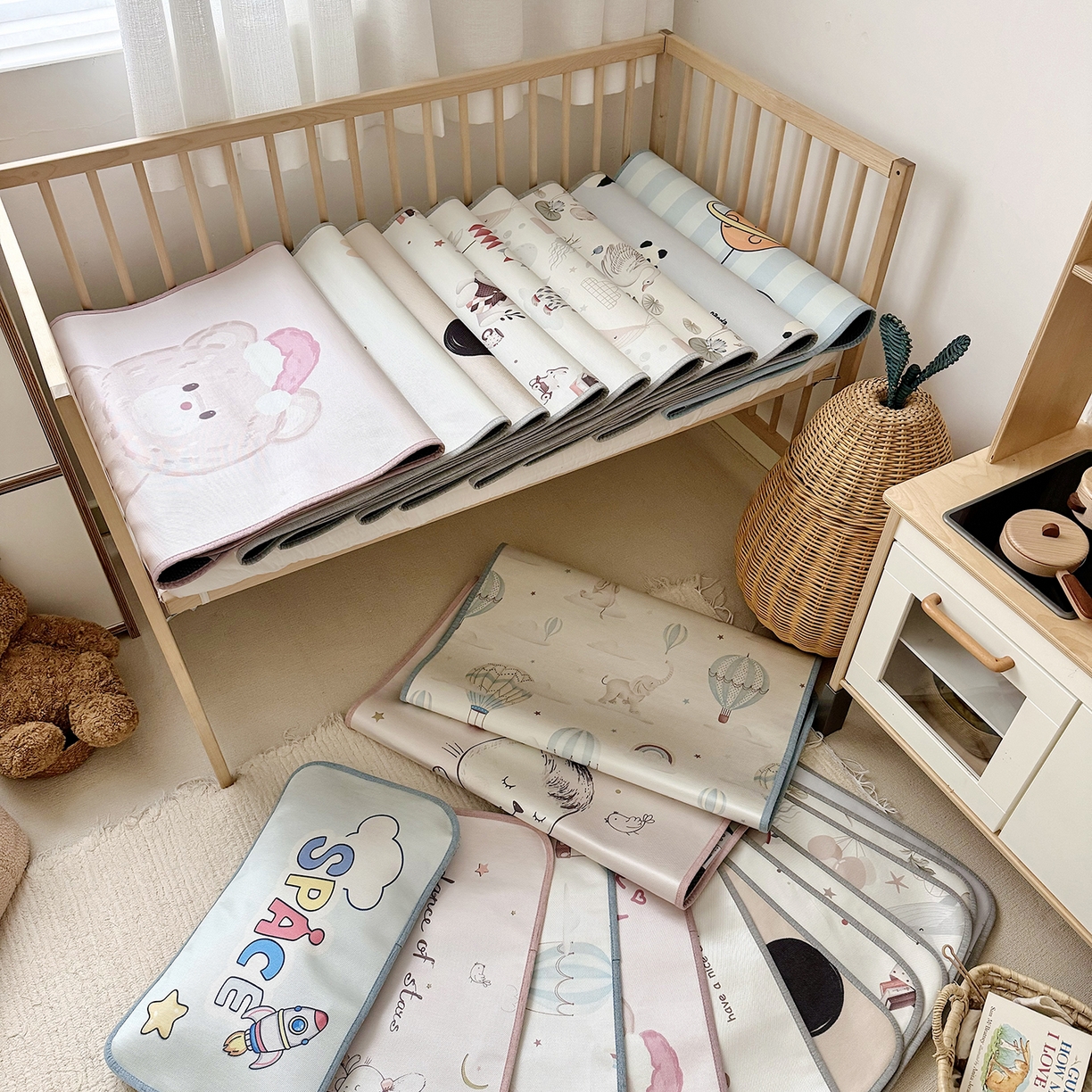 91家纺网 家纺一手货源 找家纺 （总）JUICY 橘滋家纺 2026新款A类北欧简约数码婴儿席幼儿园冰丝席凉席