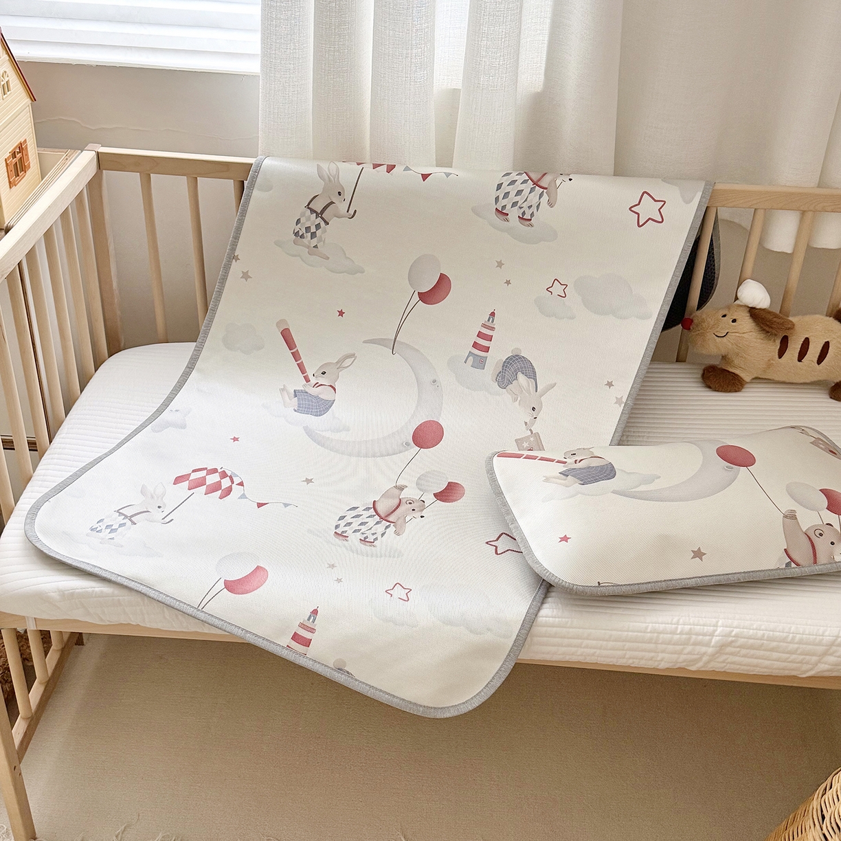 JUICY 橘滋家纺 2026新款A类北欧简约数码印花婴童冰丝席凉席 天空之城