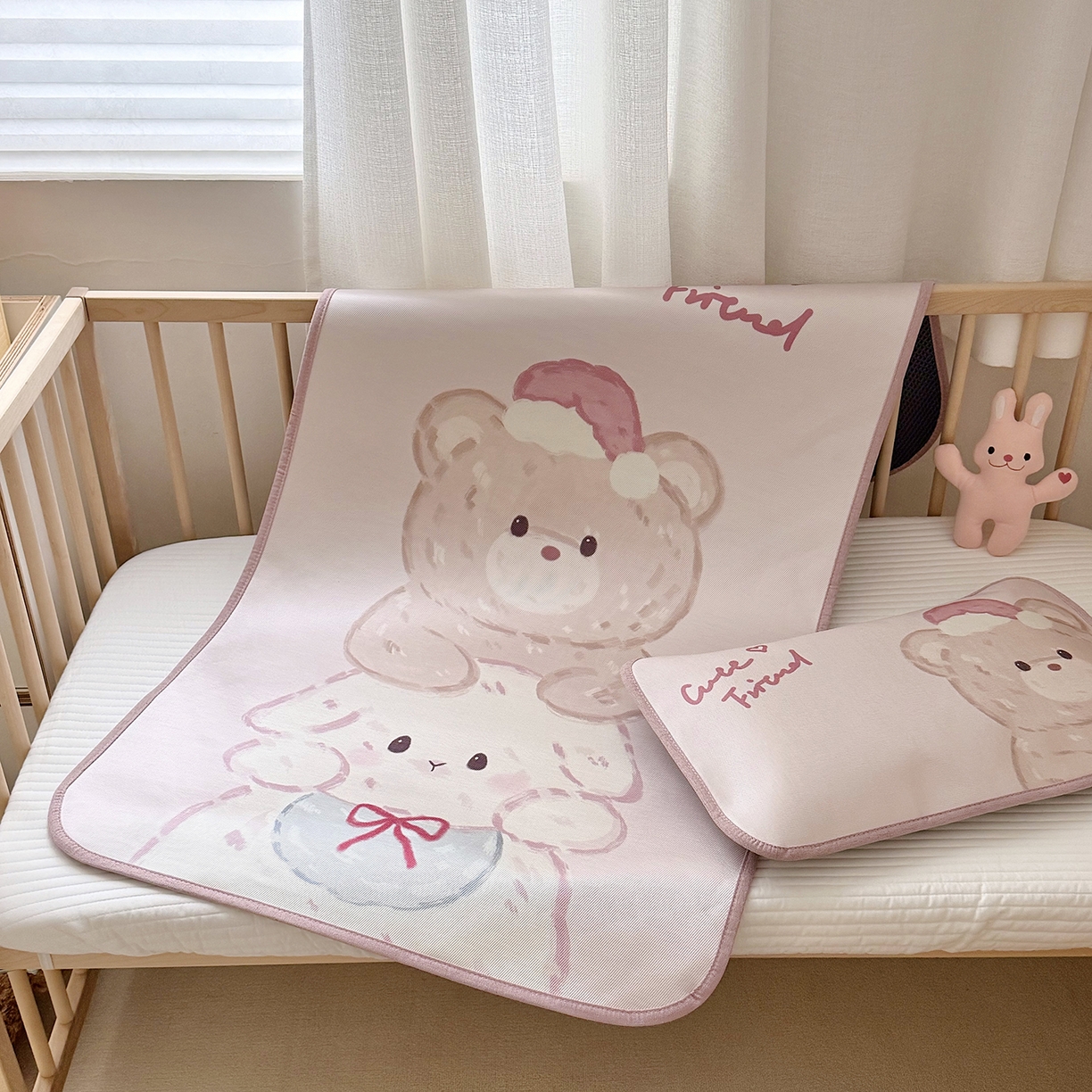 JUICY 橘滋家纺 2026新款A类北欧简约数码印花婴童冰丝席凉席 叠叠乐园