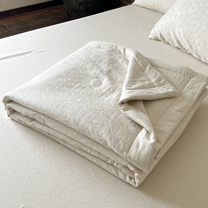 91家纺网 家纺一手货源 找家纺 乐家毛巾被（工厂自产自销） 2026新款棉花胚胎填充大提花棉麻夏被夏凉被空调被 棉麻-泡沫