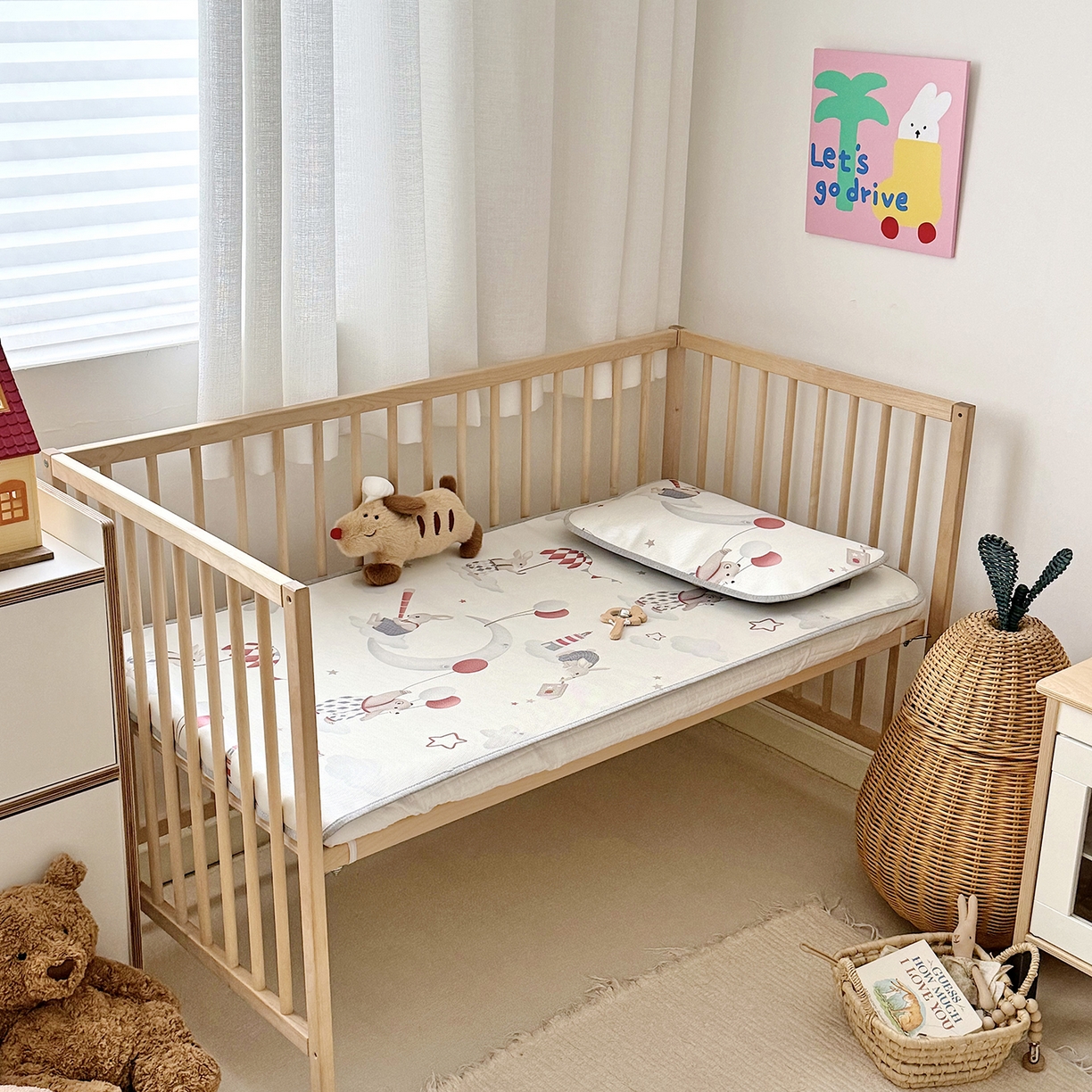 91家纺网 家纺一手货源 找家纺 JUICY 橘滋家纺 2026新款A类北欧简约数码印花婴童冰丝席凉席 天空之城