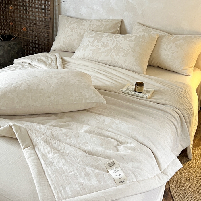 91家纺网 家纺一手货源 找家纺 乐家毛巾被（工厂自产自销） 2026新款棉花胚胎填充大提花棉麻夏被夏凉被空调被 棉麻-芙蓉