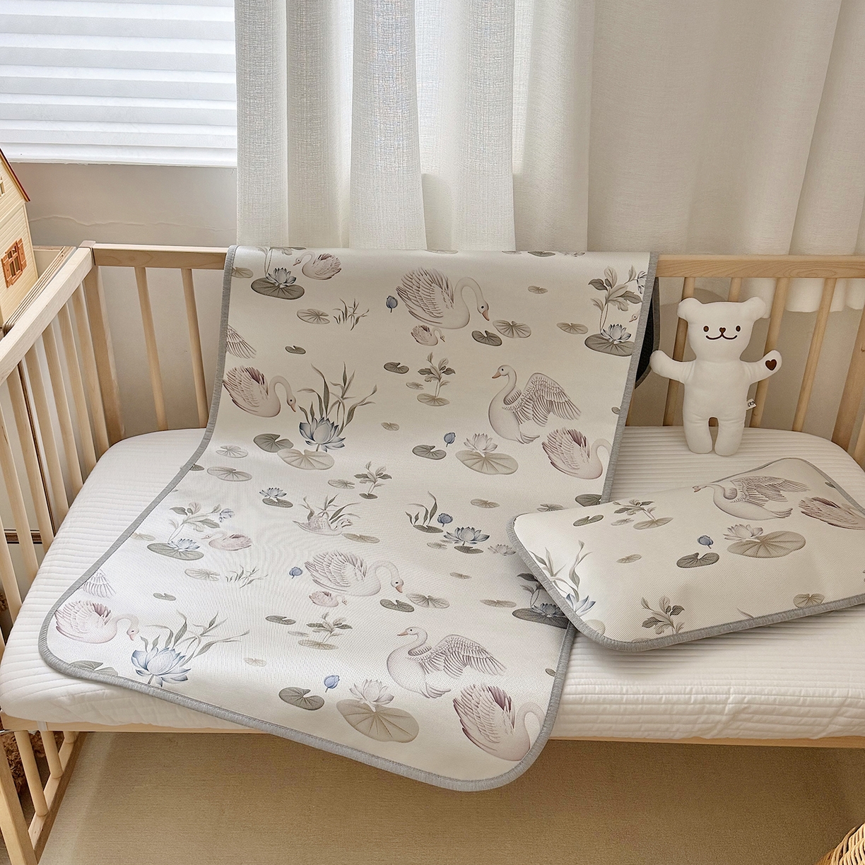 JUICY 橘滋家纺 2026新款A类北欧简约数码印花婴童冰丝席凉席 野趣