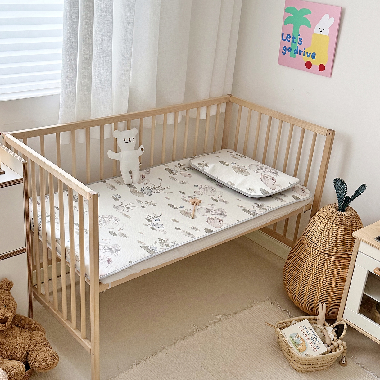 91家纺网 家纺一手货源 找家纺 JUICY 橘滋家纺 2026新款A类北欧简约数码印花婴童冰丝席凉席 野趣