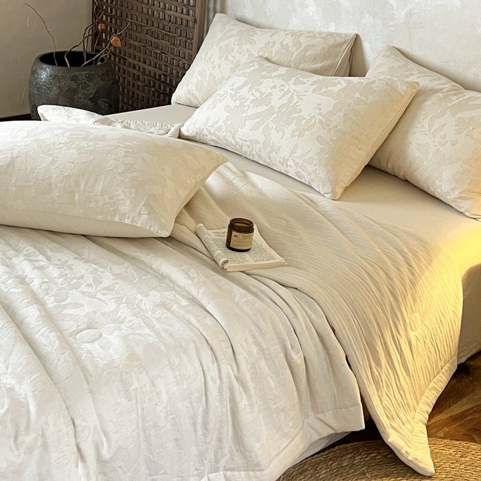 91家纺网 家纺一手货源 找家纺 乐家毛巾被（工厂自产自销） 2026新款棉花胚胎填充大提花棉麻夏被夏凉被空调被 棉麻-芙蓉