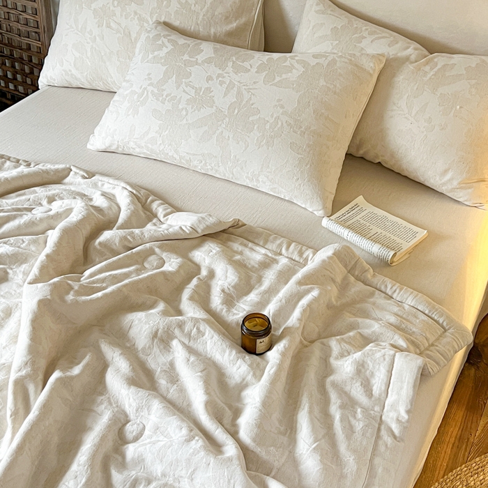 91家纺网 家纺一手货源 找家纺 乐家毛巾被（工厂自产自销） 2026新款棉花胚胎填充大提花棉麻夏被夏凉被空调被 棉麻-芙蓉