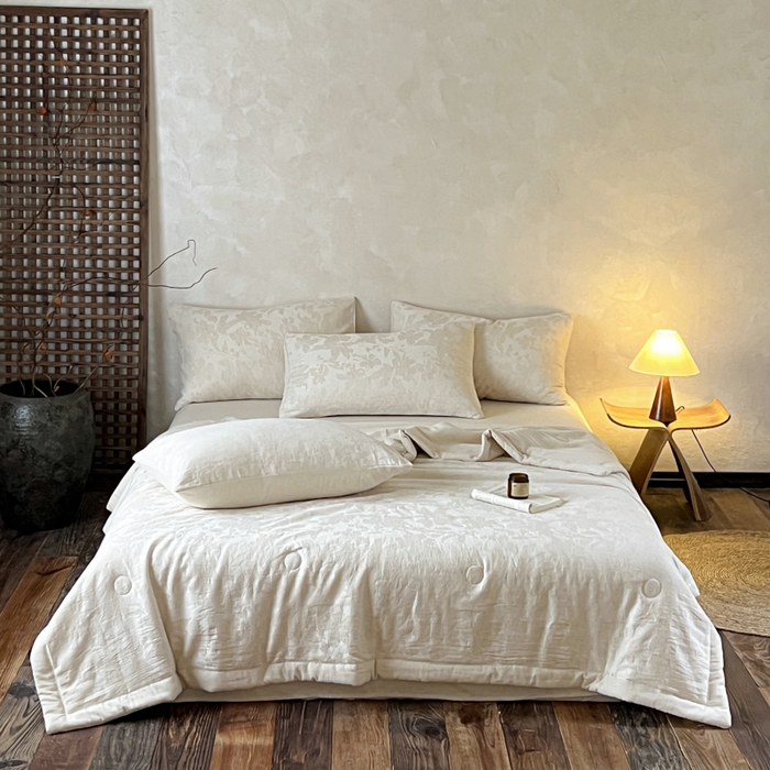 91家纺网 家纺一手货源 找家纺 乐家毛巾被（工厂自产自销） 2026新款棉花胚胎填充大提花棉麻夏被夏凉被空调被 棉麻-芙蓉