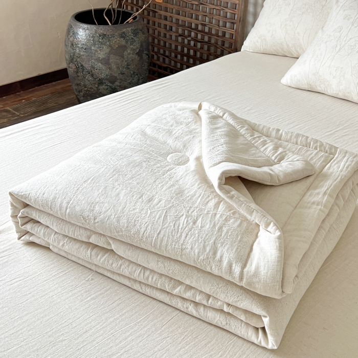 乐家毛巾被（工厂自产自销） 2026新款棉花胚胎填充大提花棉麻夏被夏凉被空调被 棉麻-拱门