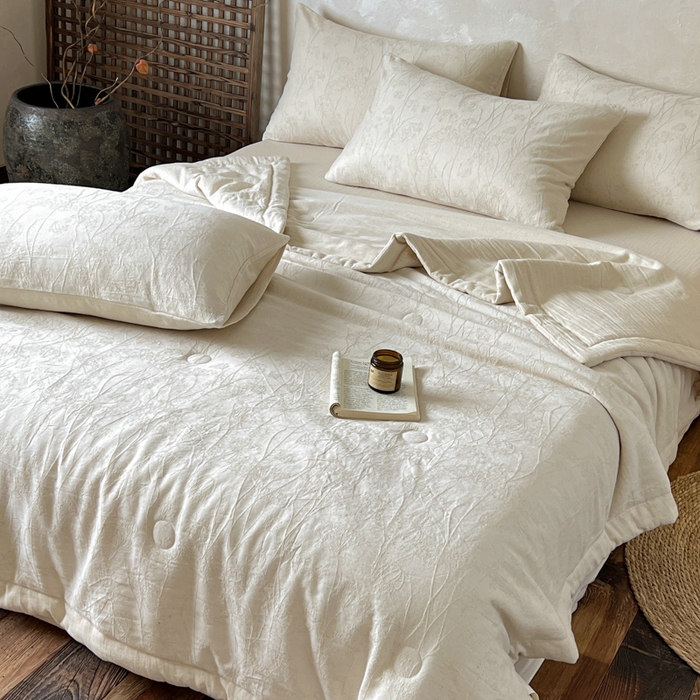 91家纺网 家纺一手货源 找家纺 乐家毛巾被（工厂自产自销） 2026新款棉花胚胎填充大提花棉麻夏被夏凉被空调被 棉麻-拱门