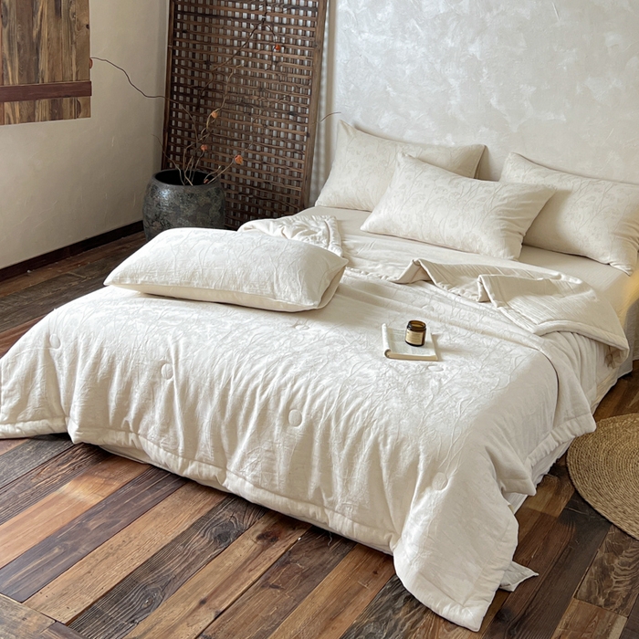 91家纺网 家纺一手货源 找家纺 乐家毛巾被（工厂自产自销） 2026新款棉花胚胎填充大提花棉麻夏被夏凉被空调被 棉麻-拱门