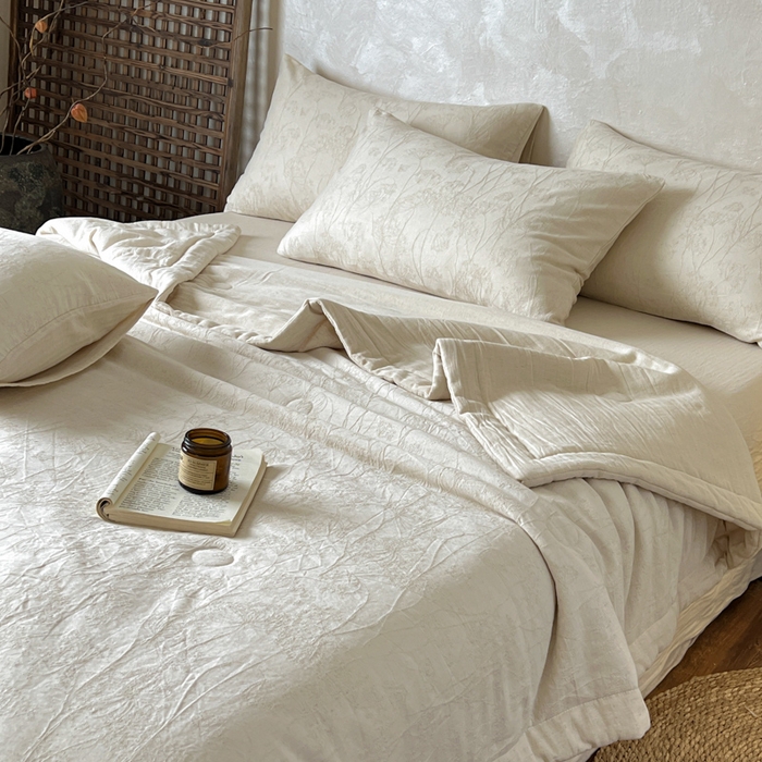 91家纺网 家纺一手货源 找家纺 乐家毛巾被（工厂自产自销） 2026新款棉花胚胎填充大提花棉麻夏被夏凉被空调被 棉麻-拱门