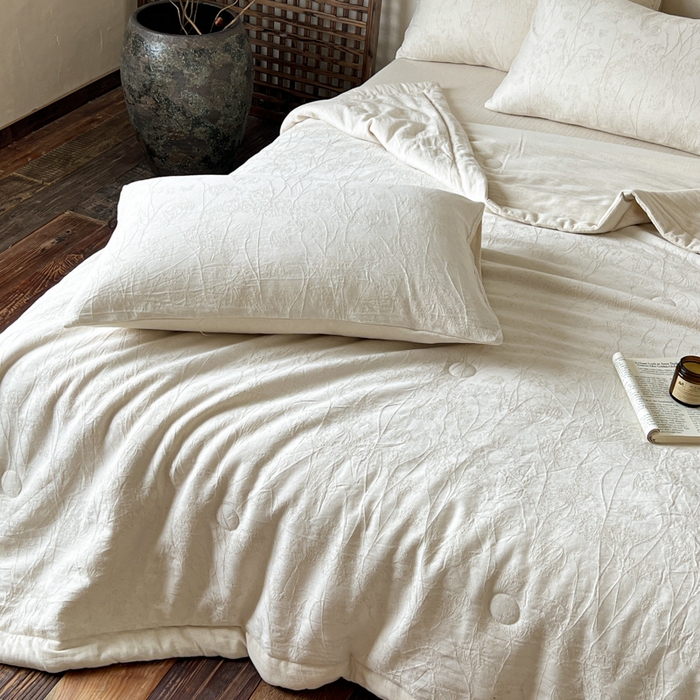 91家纺网 家纺一手货源 找家纺 乐家毛巾被（工厂自产自销） 2026新款棉花胚胎填充大提花棉麻夏被夏凉被空调被 棉麻-拱门