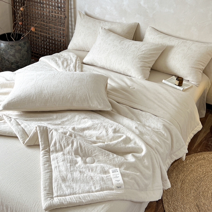 91家纺网 家纺一手货源 找家纺 乐家毛巾被（工厂自产自销） 2026新款棉花胚胎填充大提花棉麻夏被夏凉被空调被 棉麻-拱门