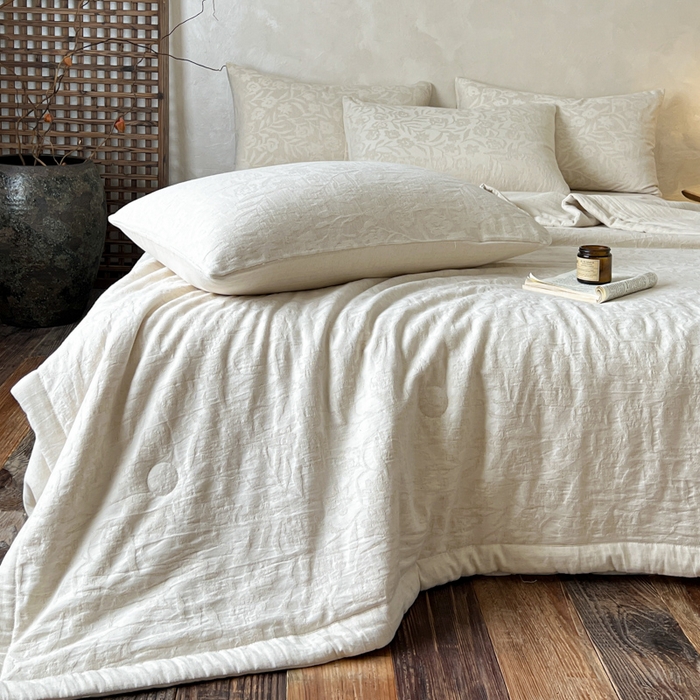 91家纺网 家纺一手货源 找家纺 乐家毛巾被（工厂自产自销） 2026新款棉花胚胎填充大提花棉麻夏被夏凉被空调被 棉麻-花见夏