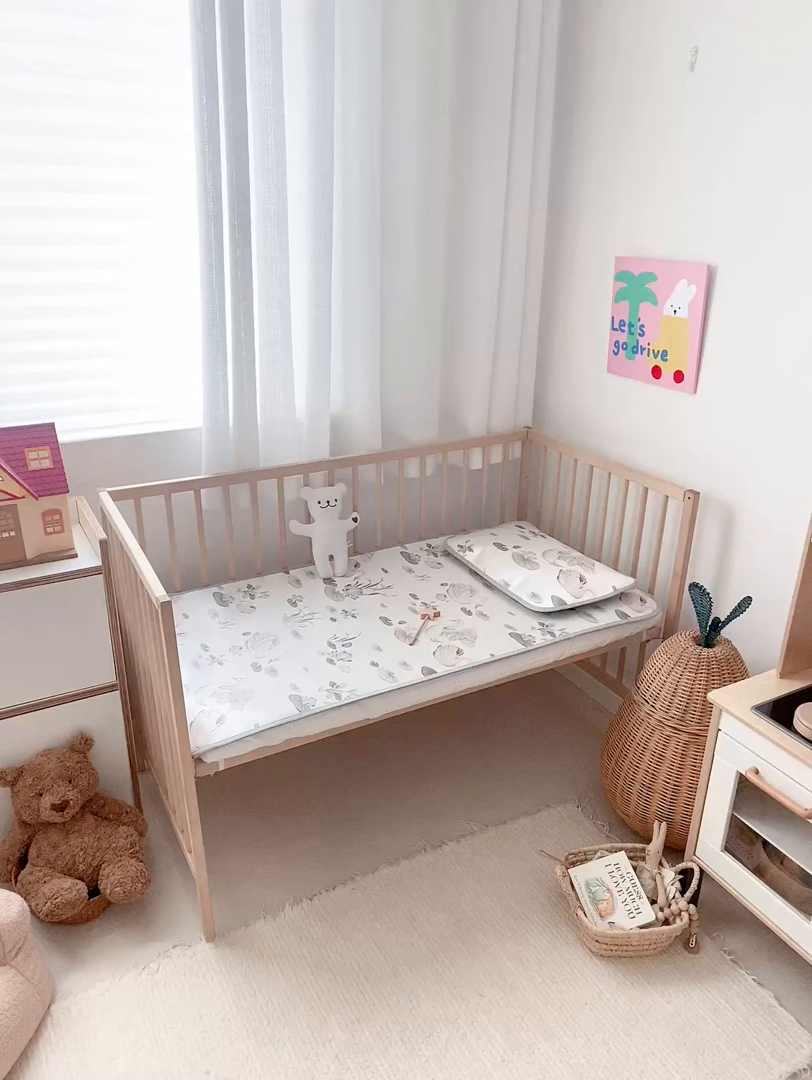 91家纺网 家纺一手货源 找家纺 JUICY 橘滋家纺 2026新款A类北欧简约数码印花婴童冰丝席凉席 野趣