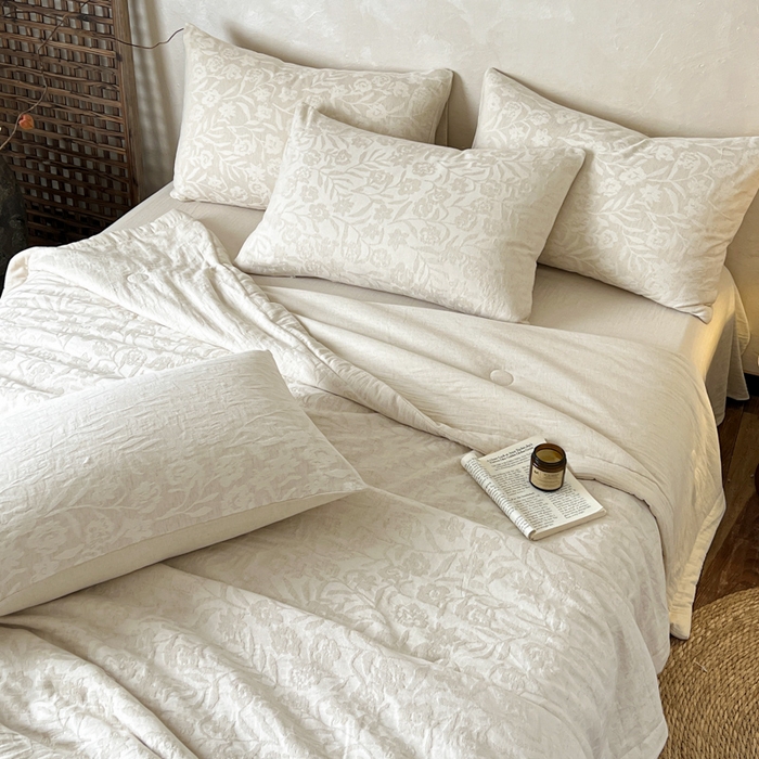 91家纺网 家纺一手货源 找家纺 乐家毛巾被（工厂自产自销） 2026新款棉花胚胎填充大提花棉麻夏被夏凉被空调被 棉麻-花见夏