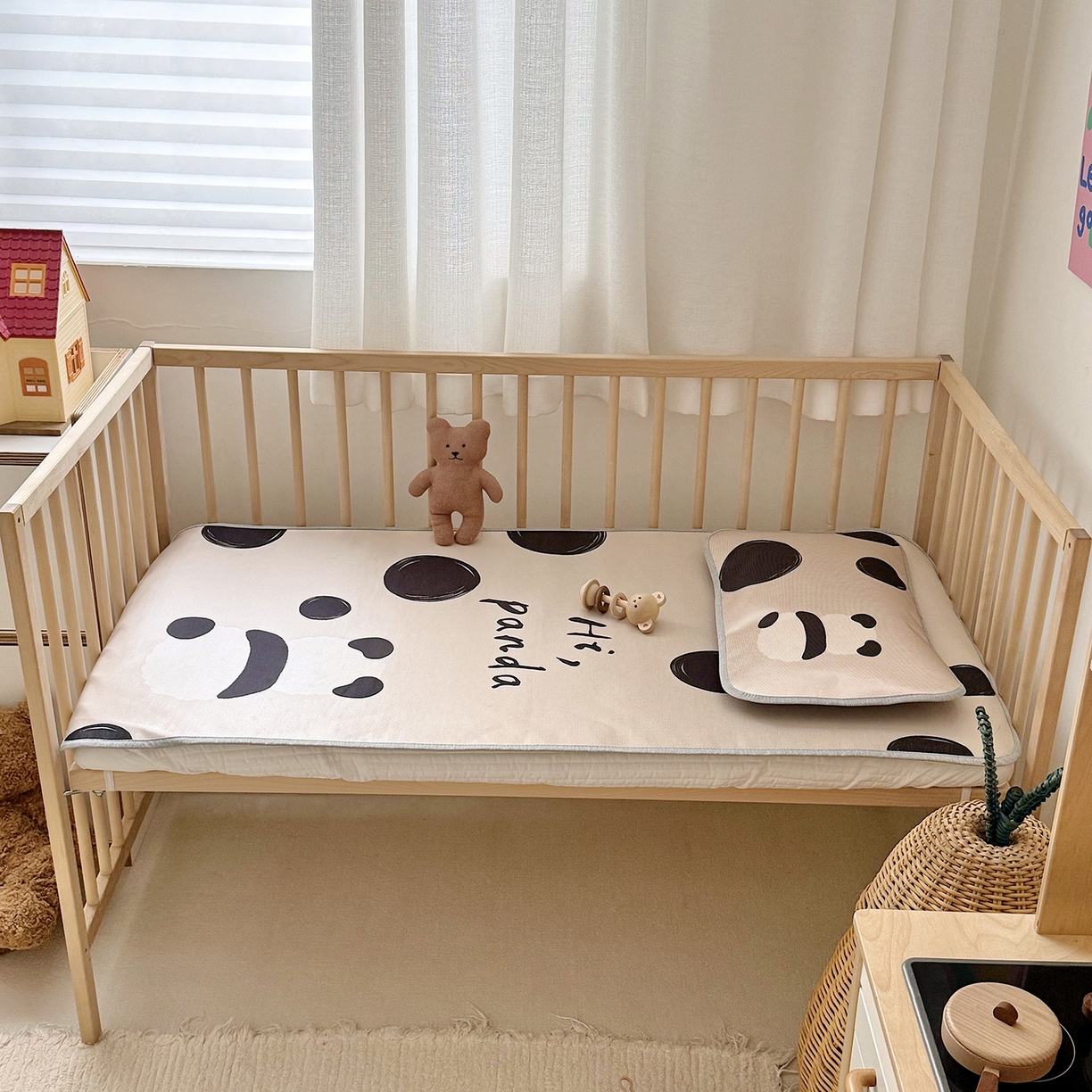 91家纺网 家纺一手货源 找家纺 JUICY 橘滋家纺 2026新款A类北欧简约数码印花婴童冰丝席凉席 嘟嘟熊猫