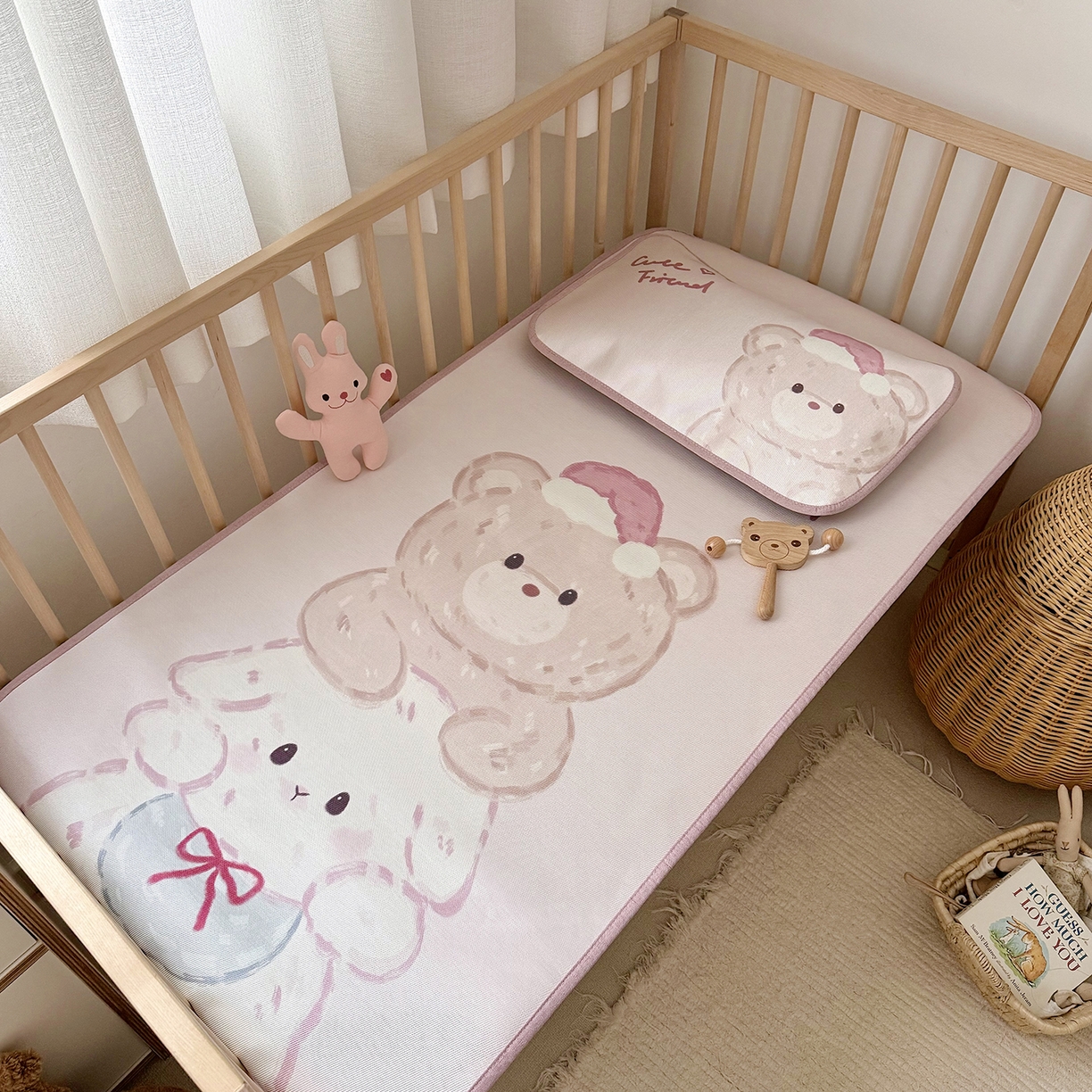 91家纺网 家纺一手货源 找家纺 JUICY 橘滋家纺 2026新款A类北欧简约数码印花婴童冰丝席凉席 叠叠乐园