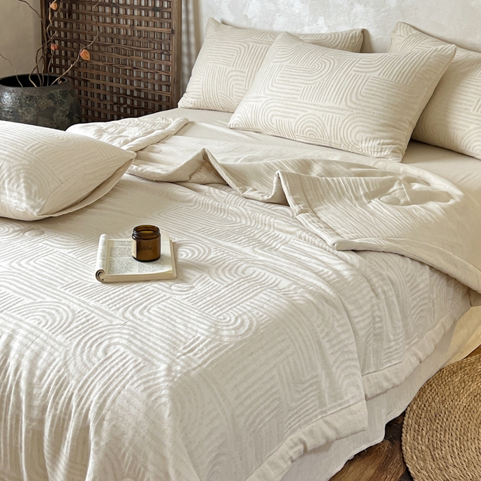 91家纺网 家纺一手货源 找家纺 乐家毛巾被（工厂自产自销） 2026新款棉花胚胎填充大提花棉麻夏被夏凉被空调被 棉麻-花枝