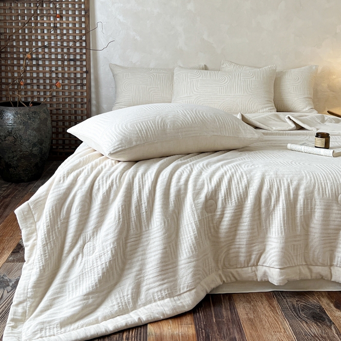 91家纺网 家纺一手货源 找家纺 乐家毛巾被（工厂自产自销） 2026新款棉花胚胎填充大提花棉麻夏被夏凉被空调被 棉麻-花枝