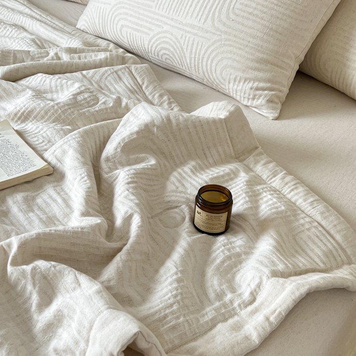 91家纺网 家纺一手货源 找家纺 乐家毛巾被（工厂自产自销） 2026新款棉花胚胎填充大提花棉麻夏被夏凉被空调被 棉麻-花枝