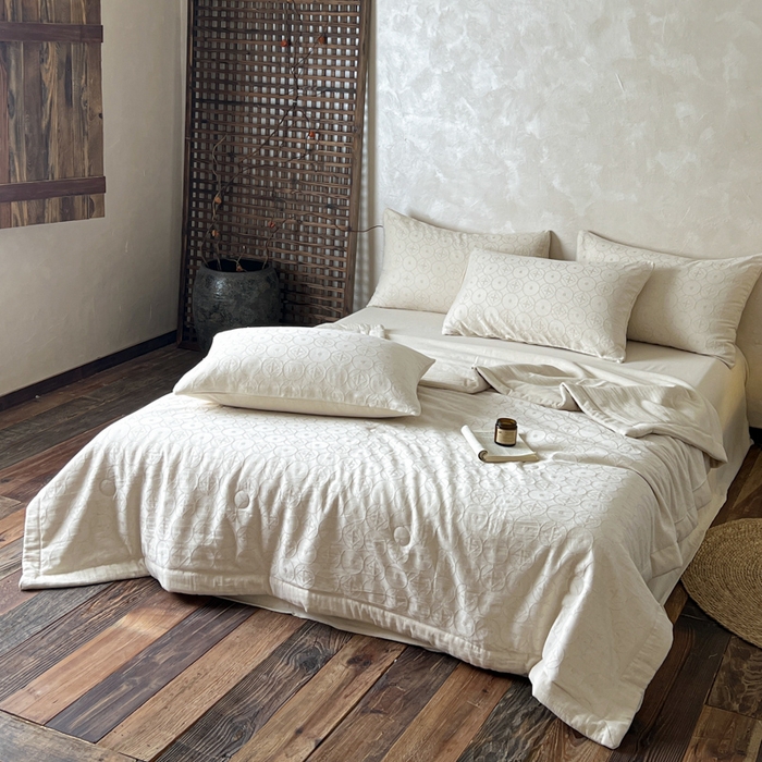 91家纺网 家纺一手货源 找家纺 乐家毛巾被（工厂自产自销） 2026新款棉花胚胎填充大提花棉麻夏被夏凉被空调被 棉麻-泡沫