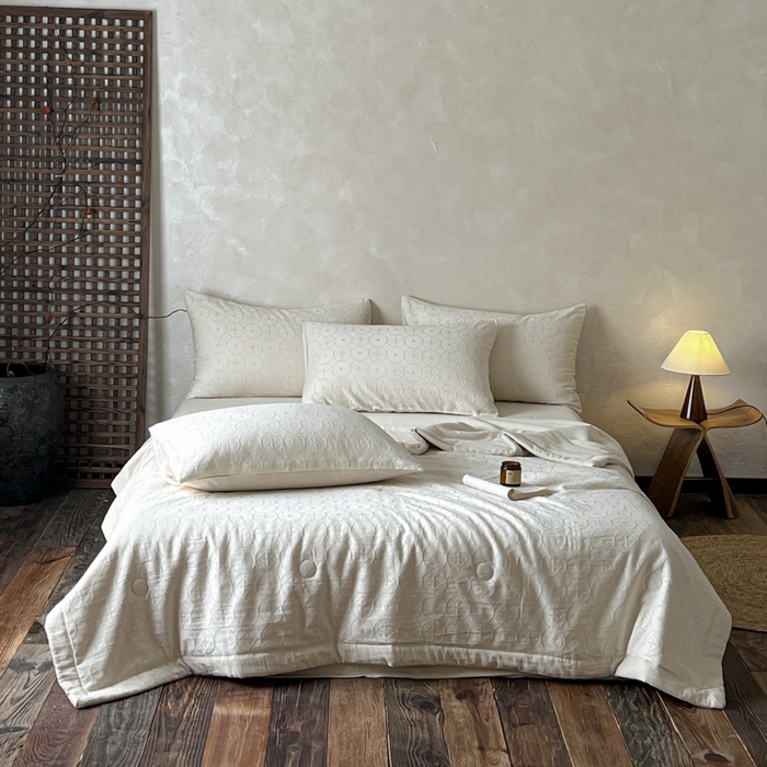 91家纺网 家纺一手货源 找家纺 乐家毛巾被（工厂自产自销） 2026新款棉花胚胎填充大提花棉麻夏被夏凉被空调被 棉麻-泡沫