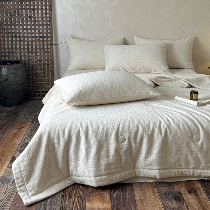 91家纺网 家纺一手货源 找家纺 乐家毛巾被（工厂自产自销） 2026新款棉花胚胎填充大提花棉麻夏被夏凉被空调被 棉麻-泡沫