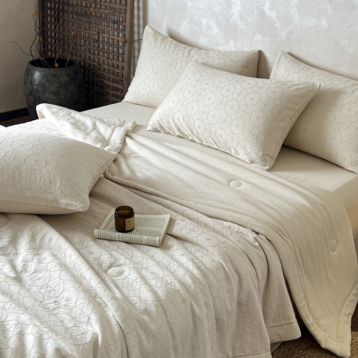 91家纺网 家纺一手货源 找家纺 乐家毛巾被（工厂自产自销） 2026新款棉花胚胎填充大提花棉麻夏被夏凉被空调被 棉麻-泡沫