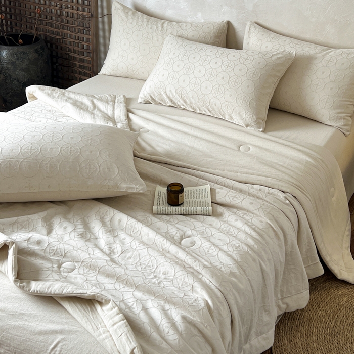 91家纺网 家纺一手货源 找家纺 乐家毛巾被（工厂自产自销） 2026新款棉花胚胎填充大提花棉麻夏被夏凉被空调被 棉麻-泡沫