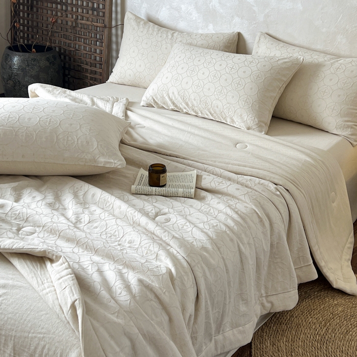 91家纺网 家纺一手货源 找家纺 乐家毛巾被（工厂自产自销） 2026新款棉花胚胎填充大提花棉麻夏被夏凉被空调被 棉麻-泡沫