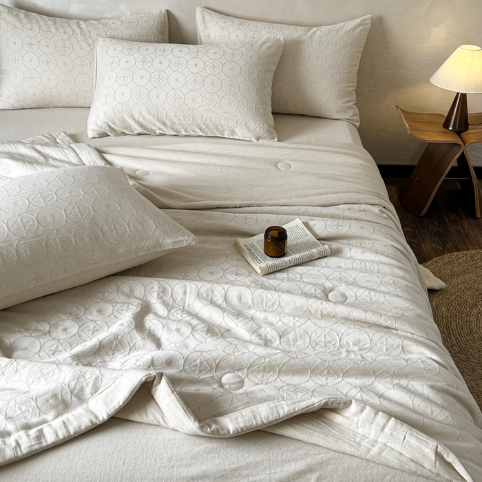 91家纺网 家纺一手货源 找家纺 乐家毛巾被（工厂自产自销） 2026新款棉花胚胎填充大提花棉麻夏被夏凉被空调被 棉麻-泡沫