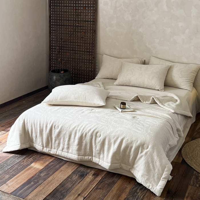 91家纺网 家纺一手货源 找家纺 乐家毛巾被（工厂自产自销） 2026新款棉花胚胎填充大提花棉麻夏被夏凉被空调被 棉麻-柔纹