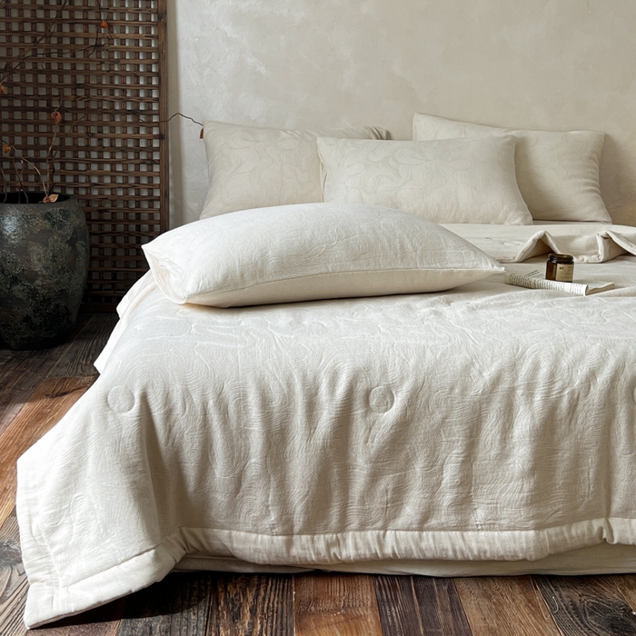 91家纺网 家纺一手货源 找家纺 乐家毛巾被（工厂自产自销） 2026新款棉花胚胎填充大提花棉麻夏被夏凉被空调被 棉麻-柔纹