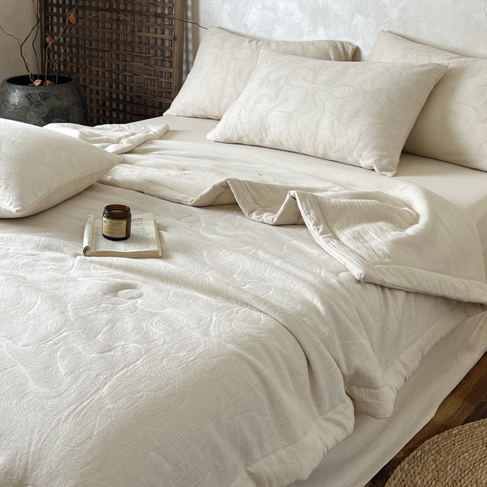 91家纺网 家纺一手货源 找家纺 乐家毛巾被（工厂自产自销） 2026新款棉花胚胎填充大提花棉麻夏被夏凉被空调被 棉麻-柔纹