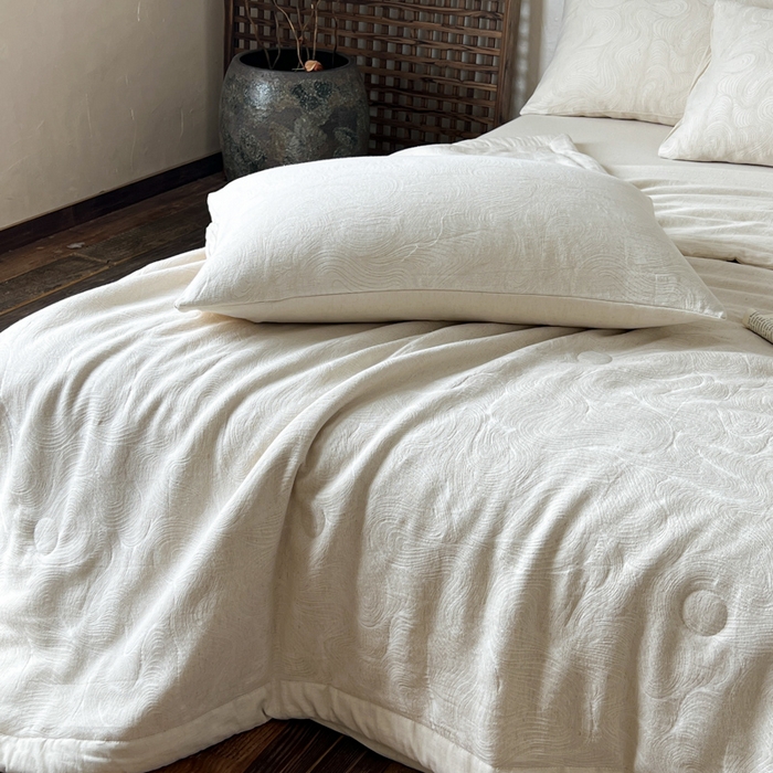 91家纺网 家纺一手货源 找家纺 乐家毛巾被（工厂自产自销） 2026新款棉花胚胎填充大提花棉麻夏被夏凉被空调被 棉麻-柔纹