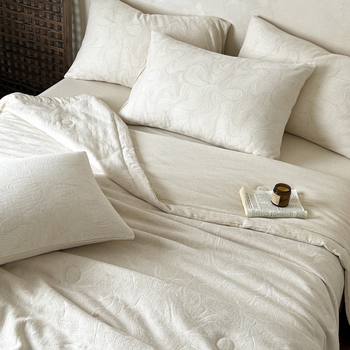 91家纺网 家纺一手货源 找家纺 乐家毛巾被（工厂自产自销） 2026新款棉花胚胎填充大提花棉麻夏被夏凉被空调被 棉麻-柔纹