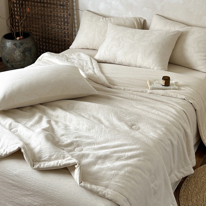 91家纺网 家纺一手货源 找家纺 乐家毛巾被（工厂自产自销） 2026新款棉花胚胎填充大提花棉麻夏被夏凉被空调被 棉麻-柔纹