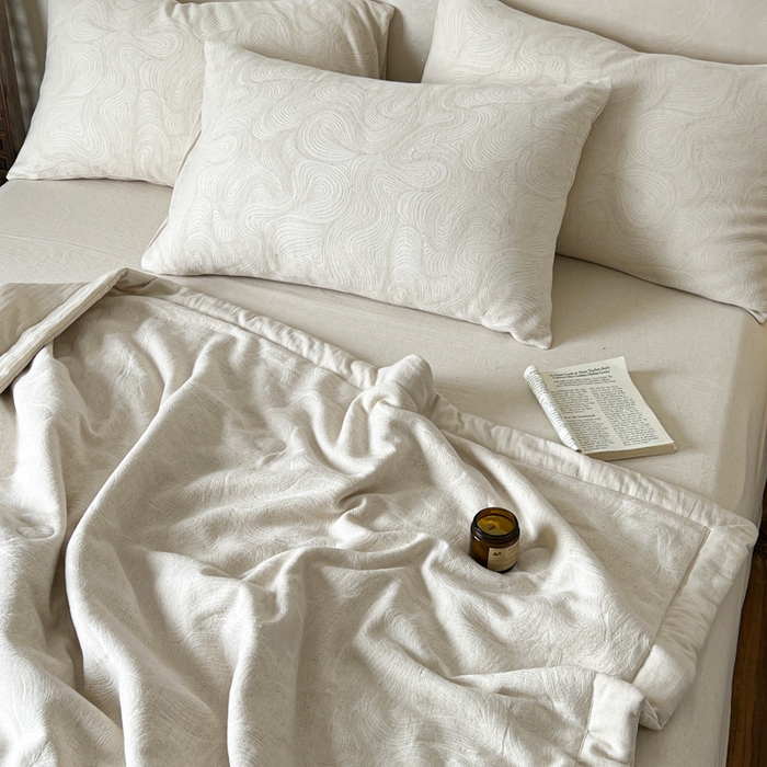 91家纺网 家纺一手货源 找家纺 乐家毛巾被（工厂自产自销） 2026新款棉花胚胎填充大提花棉麻夏被夏凉被空调被 棉麻-柔纹