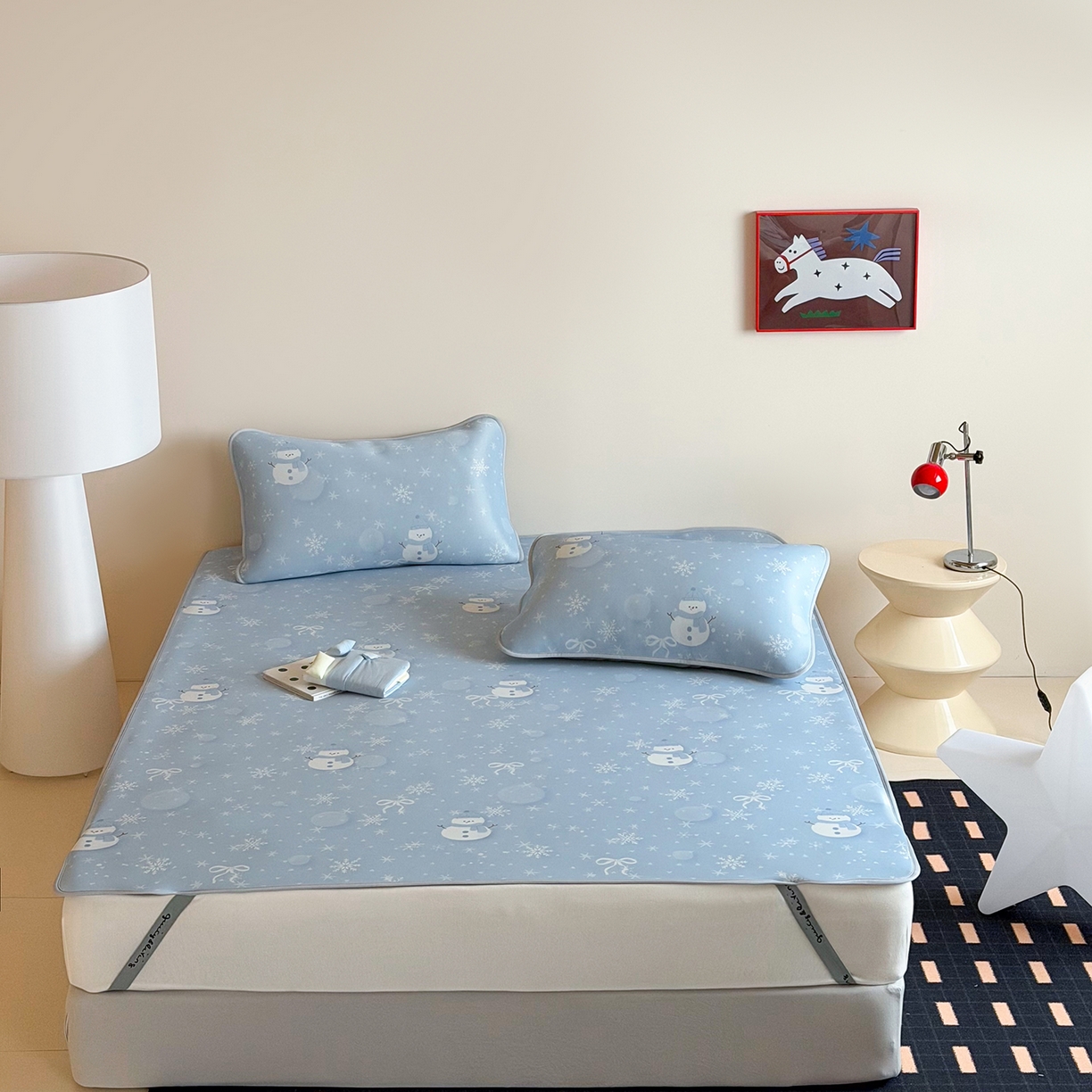 91家纺网 家纺一手货源 找家纺 JUICY 橘滋家纺 2026新款CoolAir沁氧数码印花冰感软凉席 蓝梦精灵-平席款