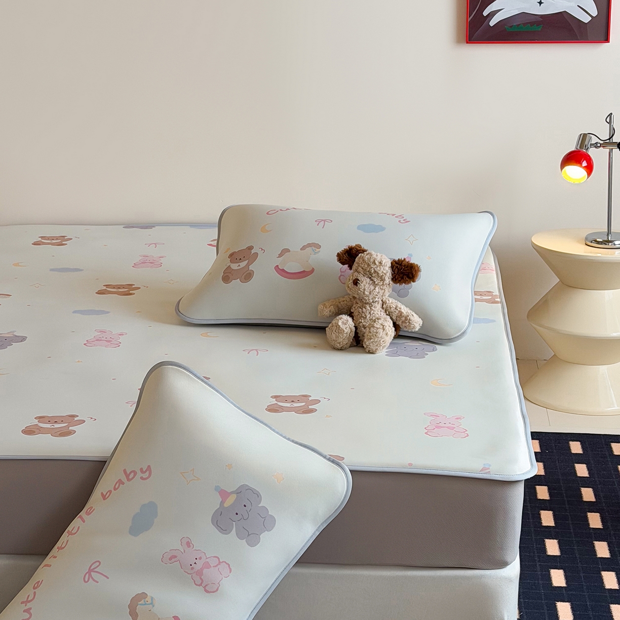 91家纺网 家纺一手货源 找家纺 JUICY 橘滋家纺 2026新款CoolAir沁氧数码印花冰感软凉席 动物寓言集-床笠款