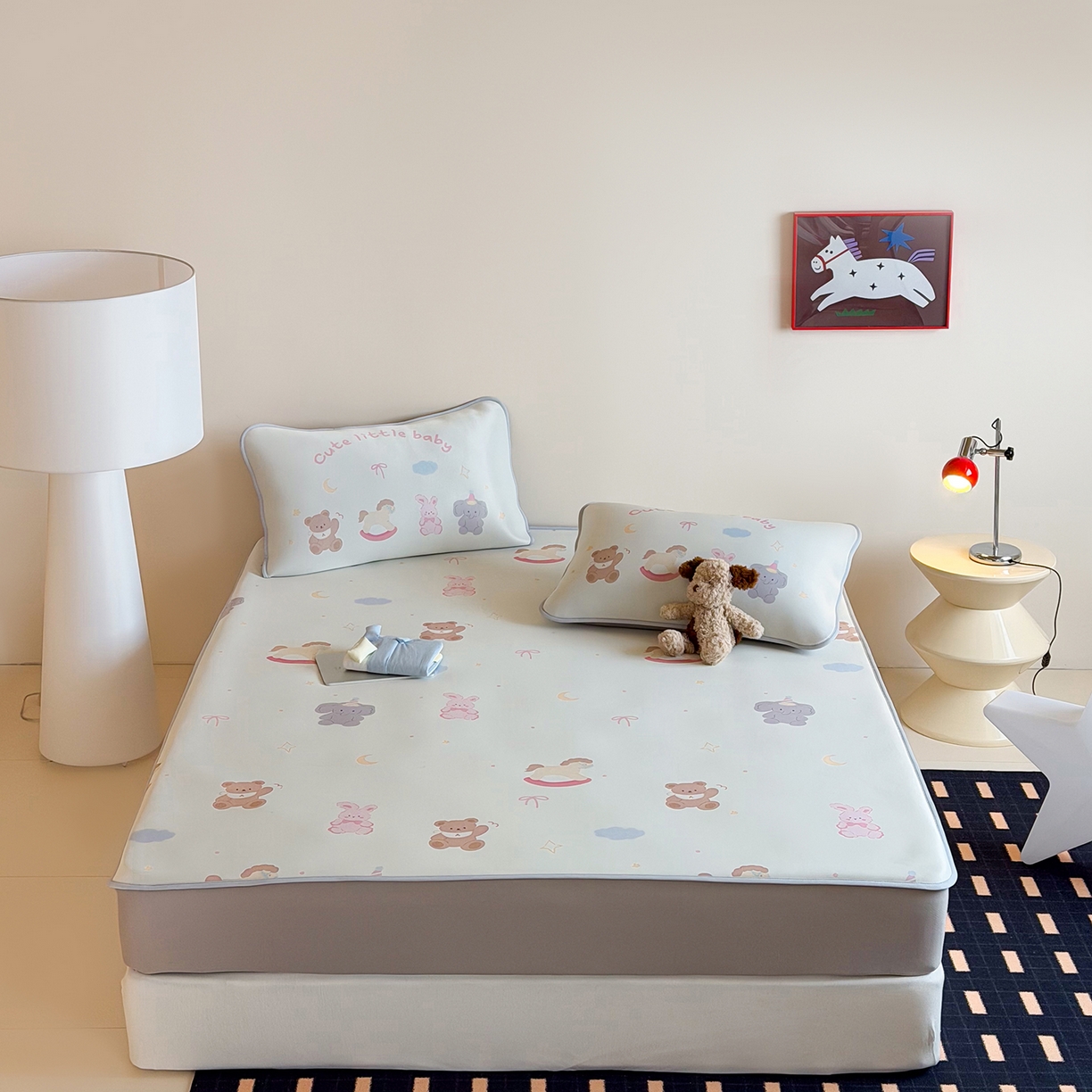 91家纺网 家纺一手货源 找家纺 JUICY 橘滋家纺 2026新款CoolAir沁氧数码印花冰感软凉席 动物寓言集-床笠款