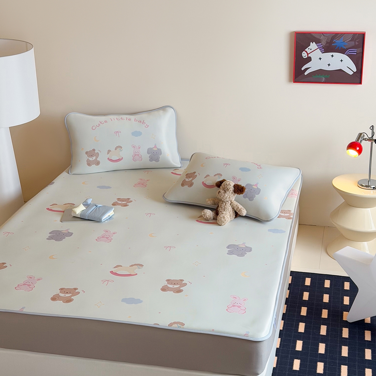 91家纺网 家纺一手货源 找家纺 JUICY 橘滋家纺 2026新款CoolAir沁氧数码印花冰感软凉席 动物寓言集-床笠款