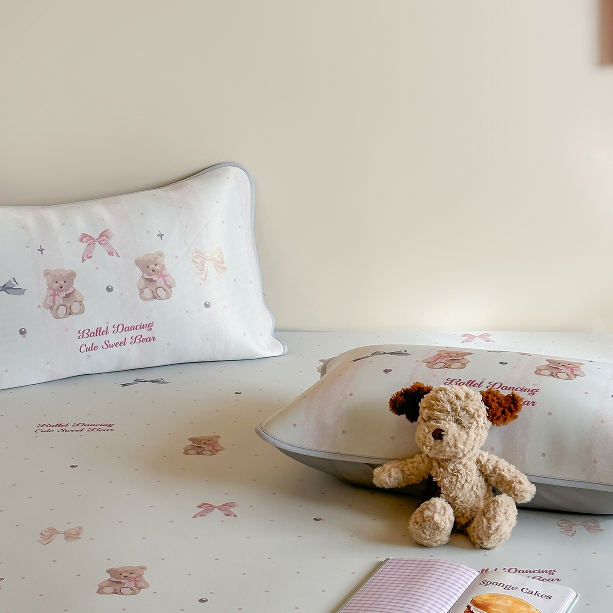 91家纺网 家纺一手货源 找家纺 JUICY 橘滋家纺 2026新款CoolAir沁氧数码印花冰感软凉席 珍珠小熊-床笠款