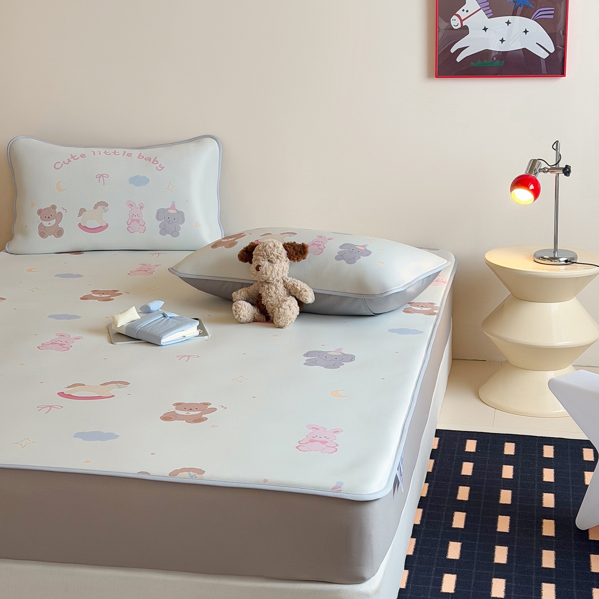 91家纺网 家纺一手货源 找家纺 JUICY 橘滋家纺 2026新款CoolAir沁氧数码印花冰感软凉席 动物寓言集-床笠款