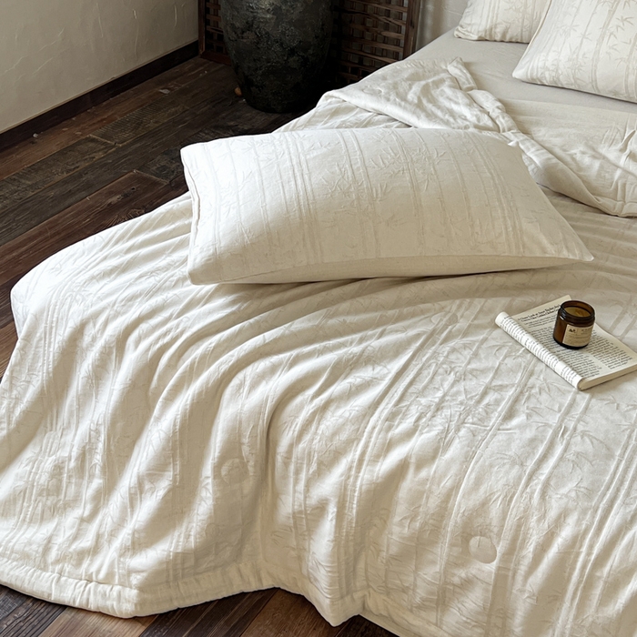 91家纺网 家纺一手货源 找家纺 乐家毛巾被（工厂自产自销） 2026新款棉花胚胎填充大提花棉麻夏被夏凉被空调被 棉麻-细竹