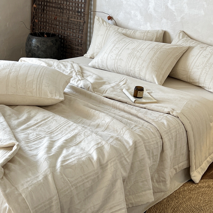 91家纺网 家纺一手货源 找家纺 乐家毛巾被（工厂自产自销） 2026新款棉花胚胎填充大提花棉麻夏被夏凉被空调被 棉麻-细竹