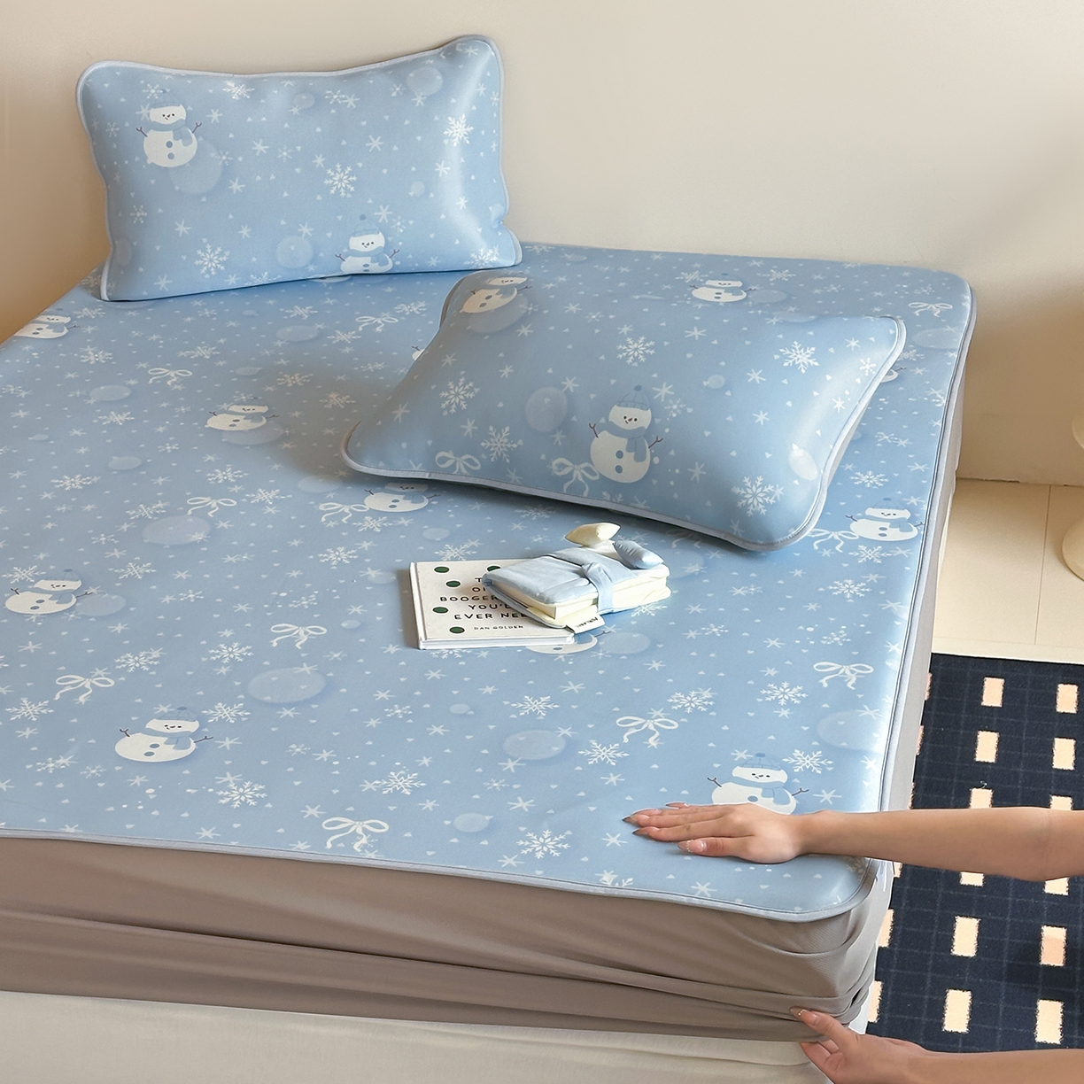 JUICY 橘滋家纺 2026新款CoolAir沁氧数码印花冰感软凉席 蓝梦精灵-床笠款