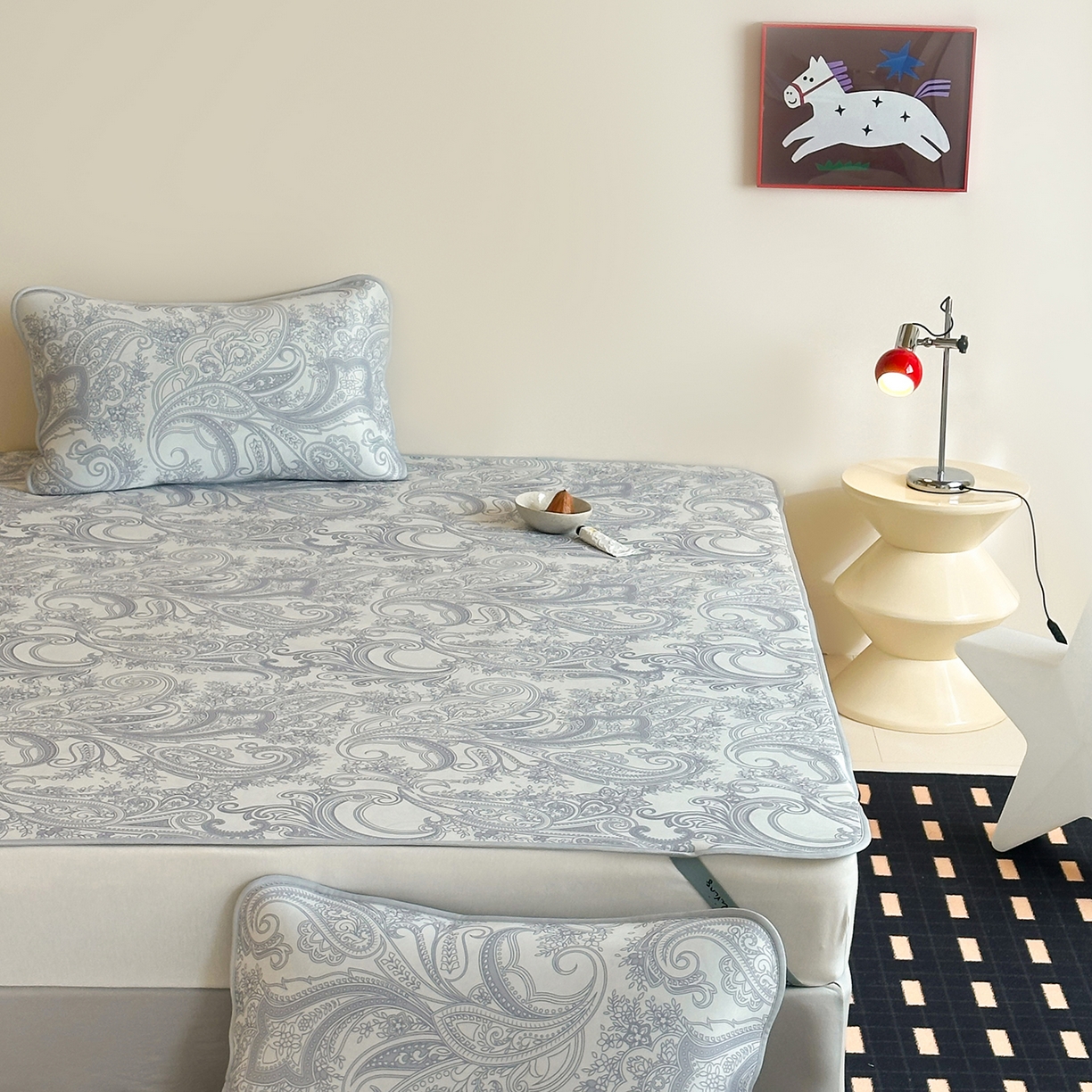 91家纺网 家纺一手货源 找家纺 JUICY 橘滋家纺 2026新款CoolAir沁氧数码印花冰感软凉席 佩斯利-平席款