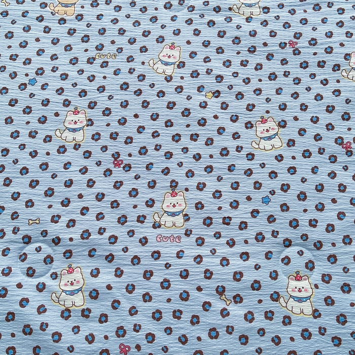 91家纺网 家纺一手货源 找家纺 梵朴 2026新款A类泡芙双层纱贝壳边床盖夏被四件套三角针夏凉被空调被 豹纹泡芙狗